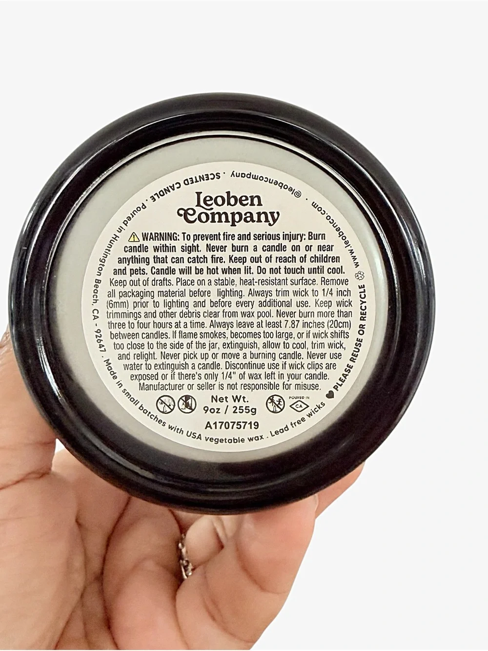 Leoben Company Neroli Vanilla Soy Scented Candle - Masculine Aromas Collection